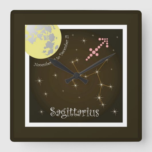 Sagittarius November 23 to December 21 Uhr スクエア壁時計 (正面)