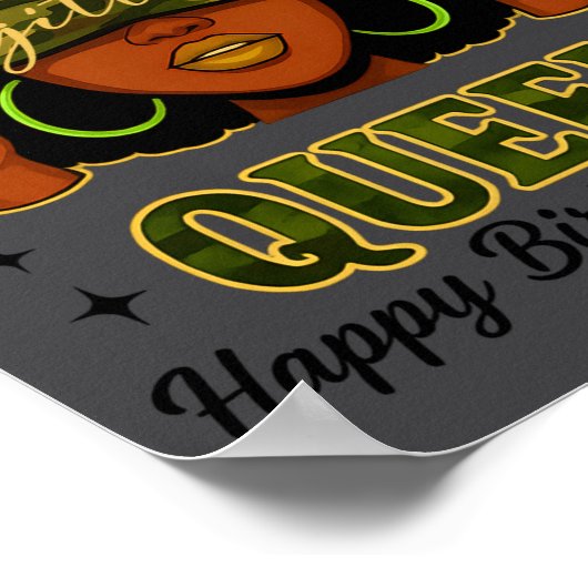 Sagittarius Queen Black Woman With Cap Camo It's M ポスター (角)