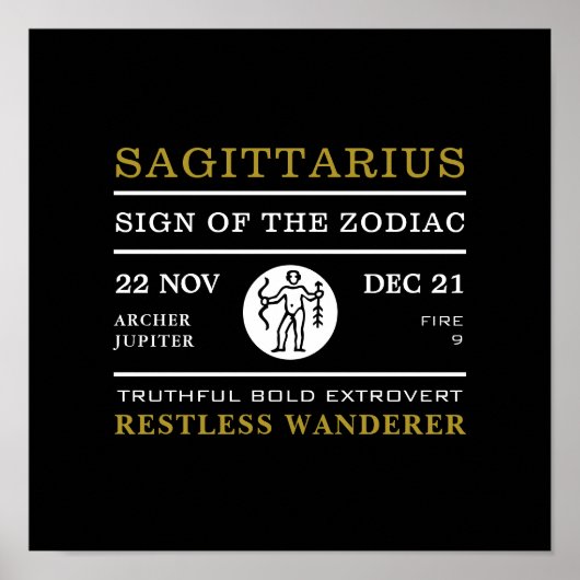 Sagittarius Sign of the Zodiac, Astrological ポスター (正面)