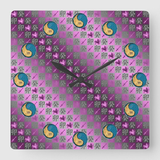 Sagittarius & Water Rabbit スクエア壁時計 (正面)