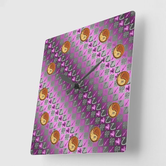 Sagittarius & Wood Rabbit スクエア壁時計 (傾斜)