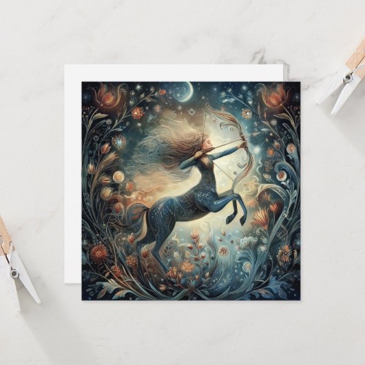 Sagittarius Zodiac Astrology Mystical Birthday カード (正面/裏面インサイチュ)