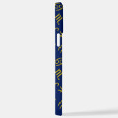 Sagittarius Zodiac+Astrology Symbols Ptn Gld+Blues iPhoneケース (右側面)