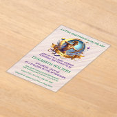 Sagittarius Zodiac Baby Shower Lavender and Green アクリル招待状 (レイダウン)