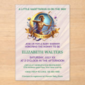 Sagittarius Zodiac Baby Shower Lavender and Green アクリル招待状 (正面)