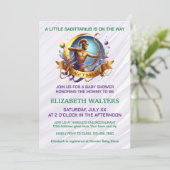 Sagittarius Zodiac Baby Shower Lavender and Green 招待状 (スタンド正面)