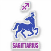 Sagittarius Zodiac Blue Silhouette Centaur シール (正面)
