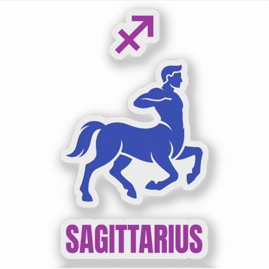 Sagittarius Zodiac Blue Silhouette Centaur シール (正面)