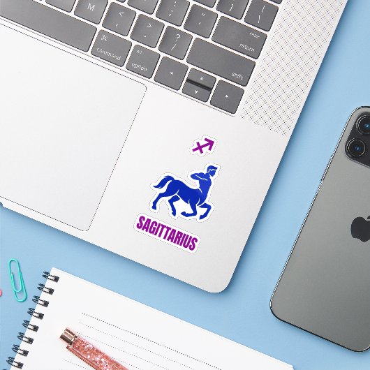Sagittarius Zodiac Blue Silhouette Centaur シール (ノートパソコンとiPhone)