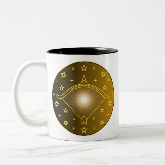Sagittarius Zodiac Emblem Minimal Celestial Symbol ツートーンマグカップ (左)