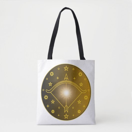 Sagittarius Zodiac Emblem Minimal Celestial Symbol トートバッグ (正面)