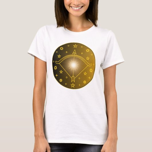 Sagittarius Zodiac Emblem Minimal Celestial Symbol Tシャツ (正面)
