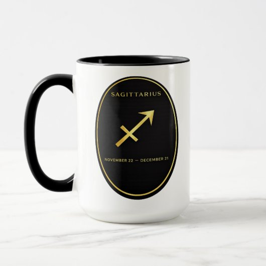 Sagittarius Zodiac Gold Oval Emblem Mug | Luxury A マグカップ (左)