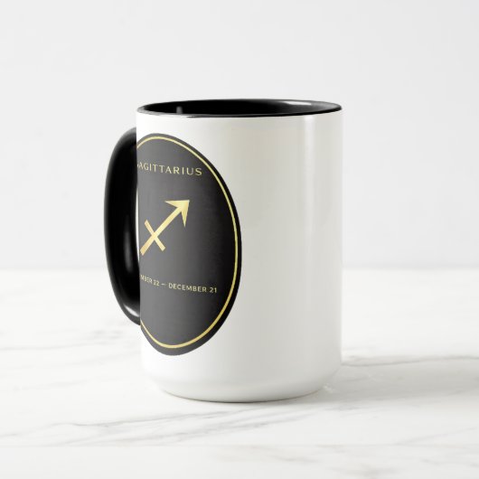 Sagittarius Zodiac Gold Oval Emblem Mug | Luxury A マグカップ (正面左)