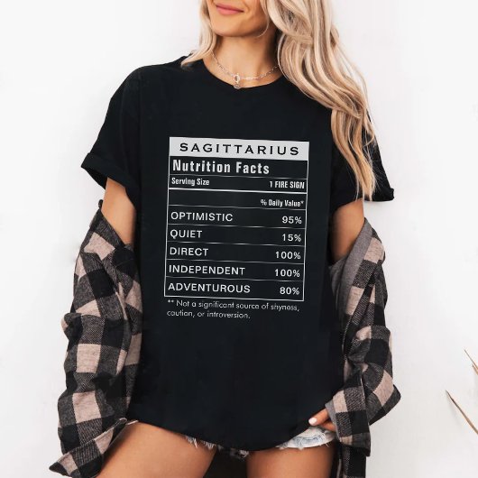Sagittarius Zodiac Sign Astrology Nutrition Facts Tシャツ