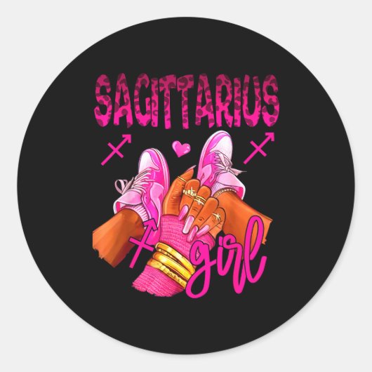 Sagittarius Zodiac Sign Birthday Queens Horoscope  ラウンドシール (正面)