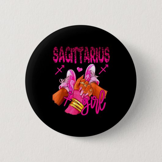 Sagittarius Zodiac Sign Birthday Queens Horoscope  缶バッジ (正面)