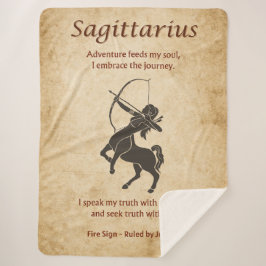 Sagittarius Zodiac Sign with Affirmations シェルパブランケット