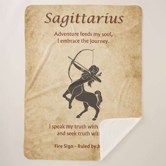 Sagittarius Zodiac Sign with Affirmations シェルパブランケット (正面)