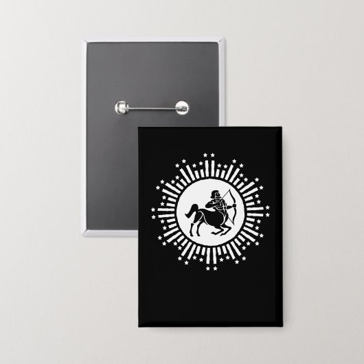 Sagittarius Zodiac Symbol with Starburst 缶バッジ (正面/裏面)