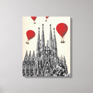 Sagrada Familiaおよび猛烈な気球 キャンバスプリント