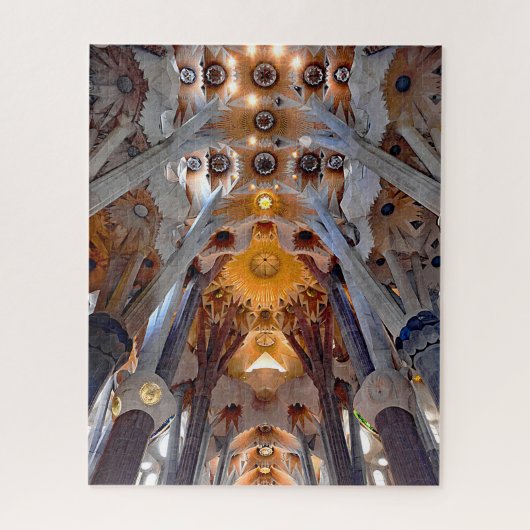 Sagrada Famíliaのインテリア。 屋根の眺め ジグソーパズル (縦)