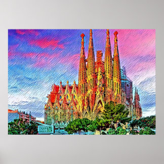 Sagrada Familia，バルセロナ，スペイン，ポスター ポスター