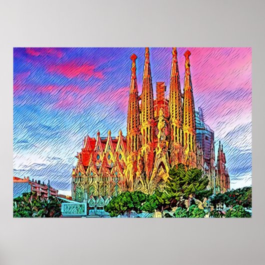 Sagrada Familia，バルセロナ，スペイン，ポスター ポスター (正面)