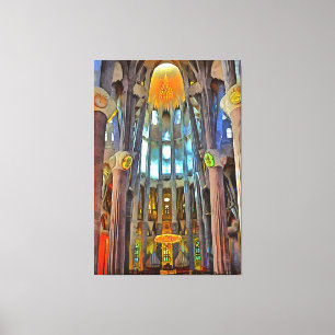 Sagrada Familia。 中眺め日没で キャンバスプリント