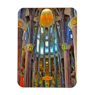 Sagrada Familia。 中眺め日没で マグネット