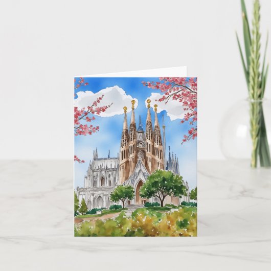 Sagrada Familia Barcelona Spain Watercolor カード (正面)