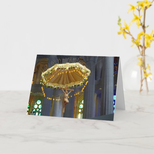 Sagrada Familia Crucifix，バルセロナ，スペイン –  カード (黄色い花)