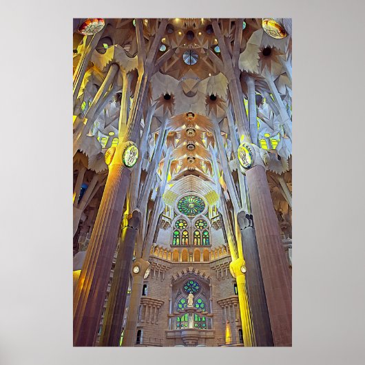 Sagrada Familia Interior Barcelona Neutral Print ポスター (正面)