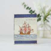 Sagresからの船を、描写するAzulejosのタイル ポストカード (スタンド正面)