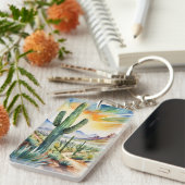 Saguaroウォーターカラーキーチェーン キーホルダー (正面右)