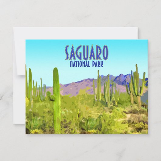 Saguaro国立公園アリゾナカボスフラットカード (正面)