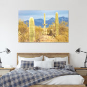 Saguaro Cacti in Desert Landscape キャンバスプリント (インサイチュ (寝室))