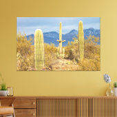 Saguaro Cacti in Desert Landscape キャンバスプリント (インサイチュ (リビング))