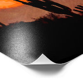 Saguaro CactusシルエットArizona Red Sunset フォトプリント (角)