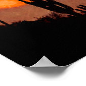 Saguaro CactusシルエットArizona Red Sunset ポスター (角)
