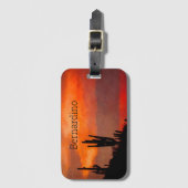 Saguaro CactusシルエットArizona Red Sunset ラゲッジタグ (正面縦)