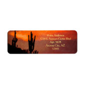Saguaro CactusシルエットArizona Red Sunset ラベル (正面)