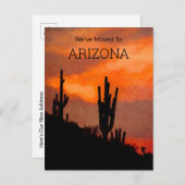 Saguaro CactusシルエットArizona Sunset Moving 案内ポストカード (正面/裏面)