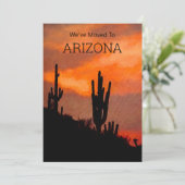 Saguaro CactusシルエットArizona Sunset Moving An 案内状 (スタンド正面)