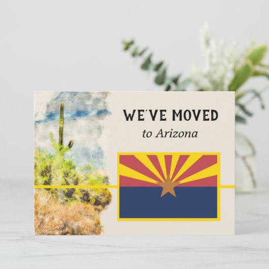 Saguaro Cactus水彩アリゾナ州旗の移動 案内状 (スタンド正面)