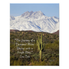 Saguaro Cactus雪をかぶった山々アリゾナUSA フォトプリント