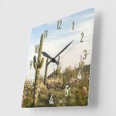 Saguaro Cactus（米国アリゾナ州） スクエア壁時計 (傾斜)