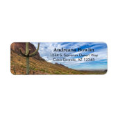 Saguaro Cactus Arizona Blue Skyドラマチックな雲 ラベル (正面)