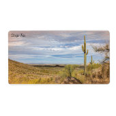 Saguaro Cactus Arizona Desert Viewデジタルアート ラベル (正面)
