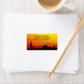 Saguaro Cactus Arizona Sunset Red Orange & Yellow ラベル (インサイチュ)